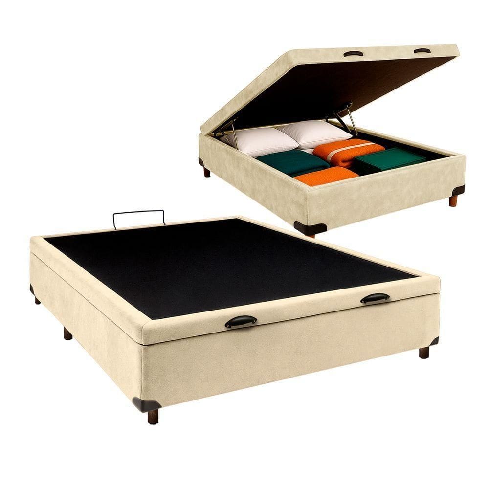 Cama Box Baú Casal Perola Nature 138x188