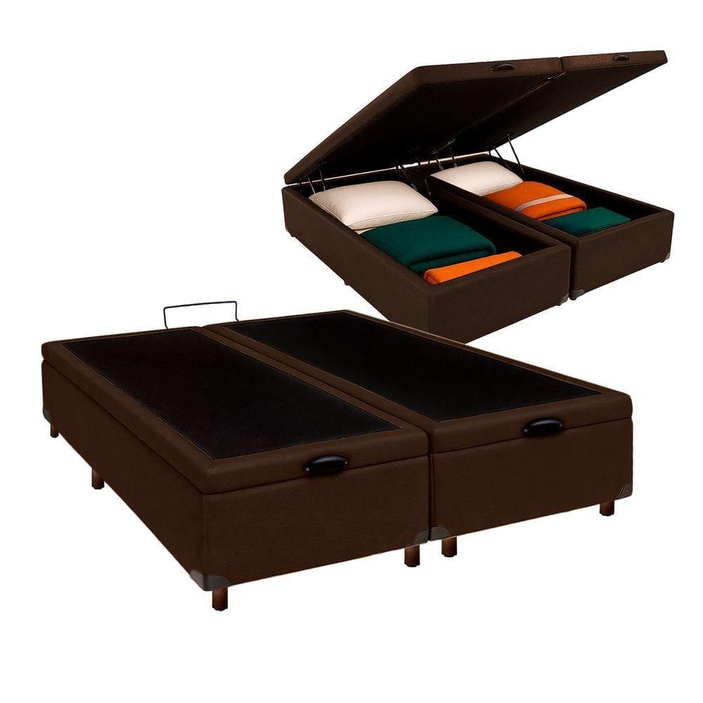 Cama Box Bau King Blindado Nature Marrom 193x203