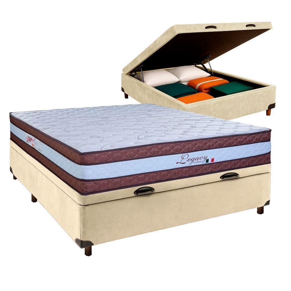 Cama Box Bau + Colchão Casal Molas Ensacadas Legaccy Paropas