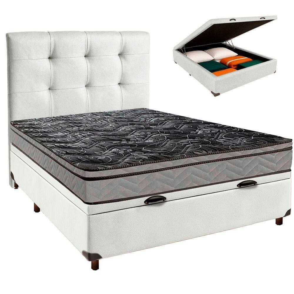 Kit Cama Box Bau + Cabeceira + Colchão Casal D28 - Conforto - Paropas
