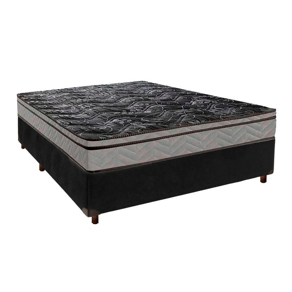 Conjunto Cama Box Preto Casal + Colchão D28 Conforto Paropas