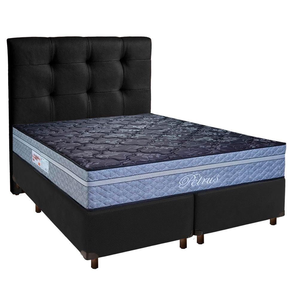 Kit Cama Box + Cabeceira + Colchão Queen Molas Ensacadas - Petrus - Paropas