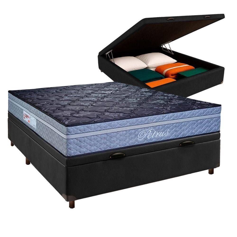 Cama Box Bau + Colchão Casal Molas Ensacadas Petrus Paropas