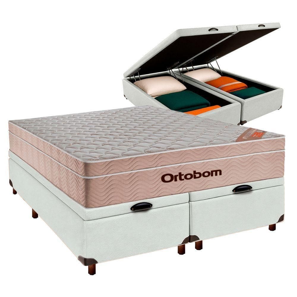 Cama Box Bau + Colchão Casal Molas Ensacadas Airtech Ortobom