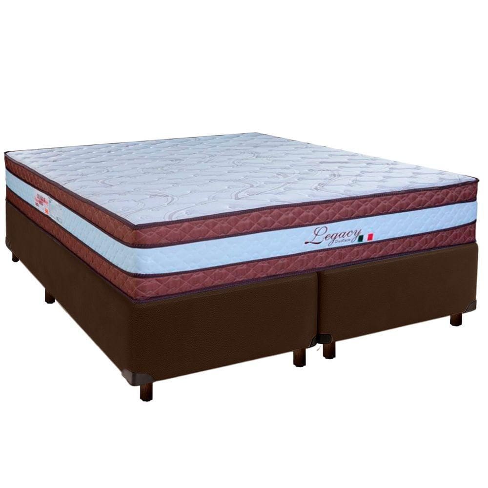 Colchão Queen Molas Ensacadas + Box Marrom - Legaccy Paropas