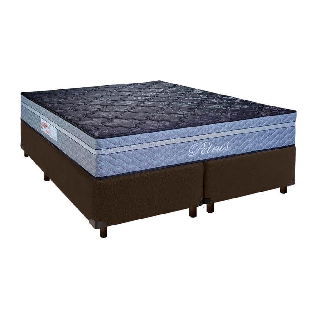 Colchão Queen Molas Ensacadas + Box Marrom - Petrus Paropas
