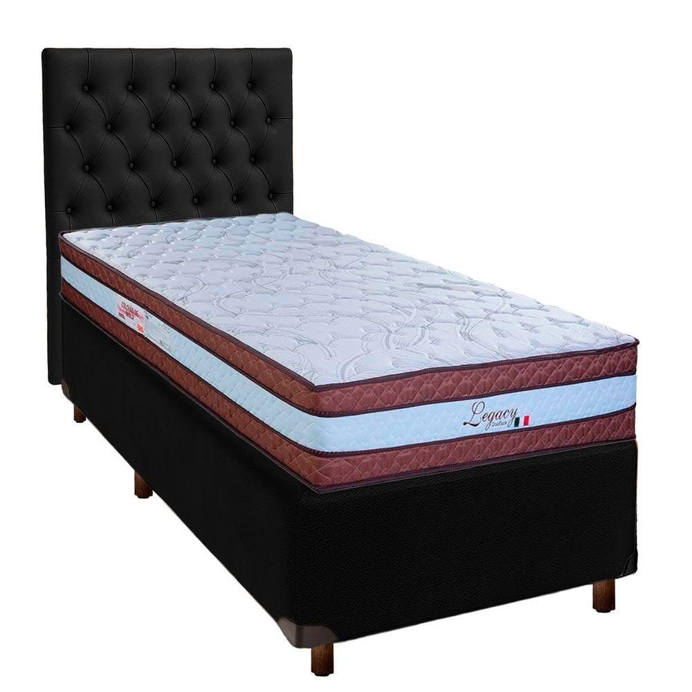 Kit Cabeceira + Cama Box + Colchão Solteiro Molas Ensacadas Legaccy Paropas