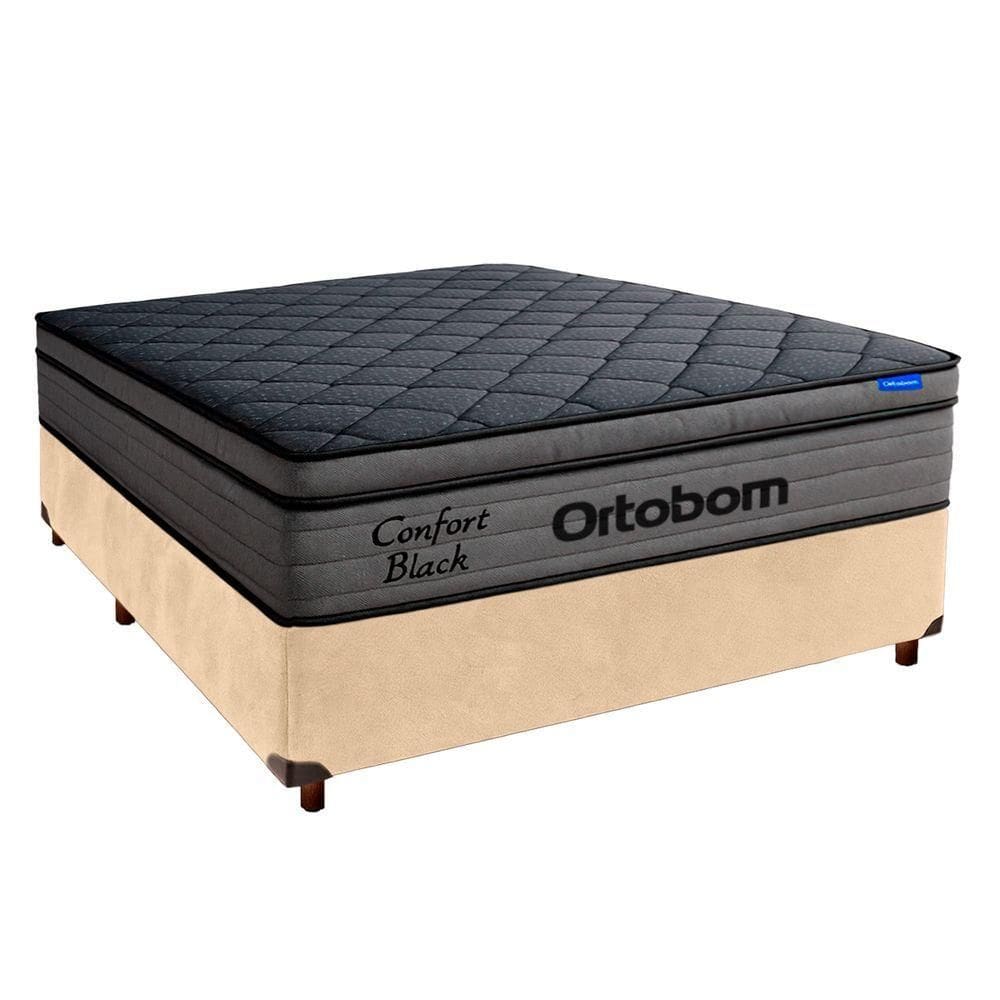 Cama Box Perola+colchão Casal Confort Black Espuma Ortobom