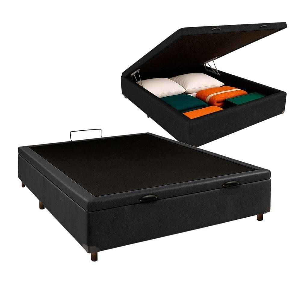 Cama Box Baú Casal Preto Nature 138x188
