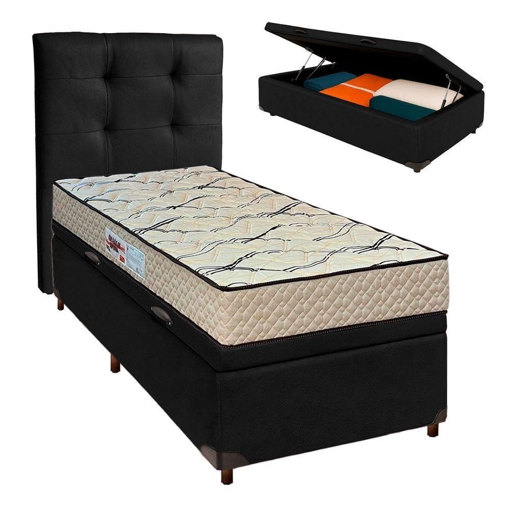 Kit Cabeceira + Cama Box Bau + Colchão Solteiro D33 Maxsono Paropas