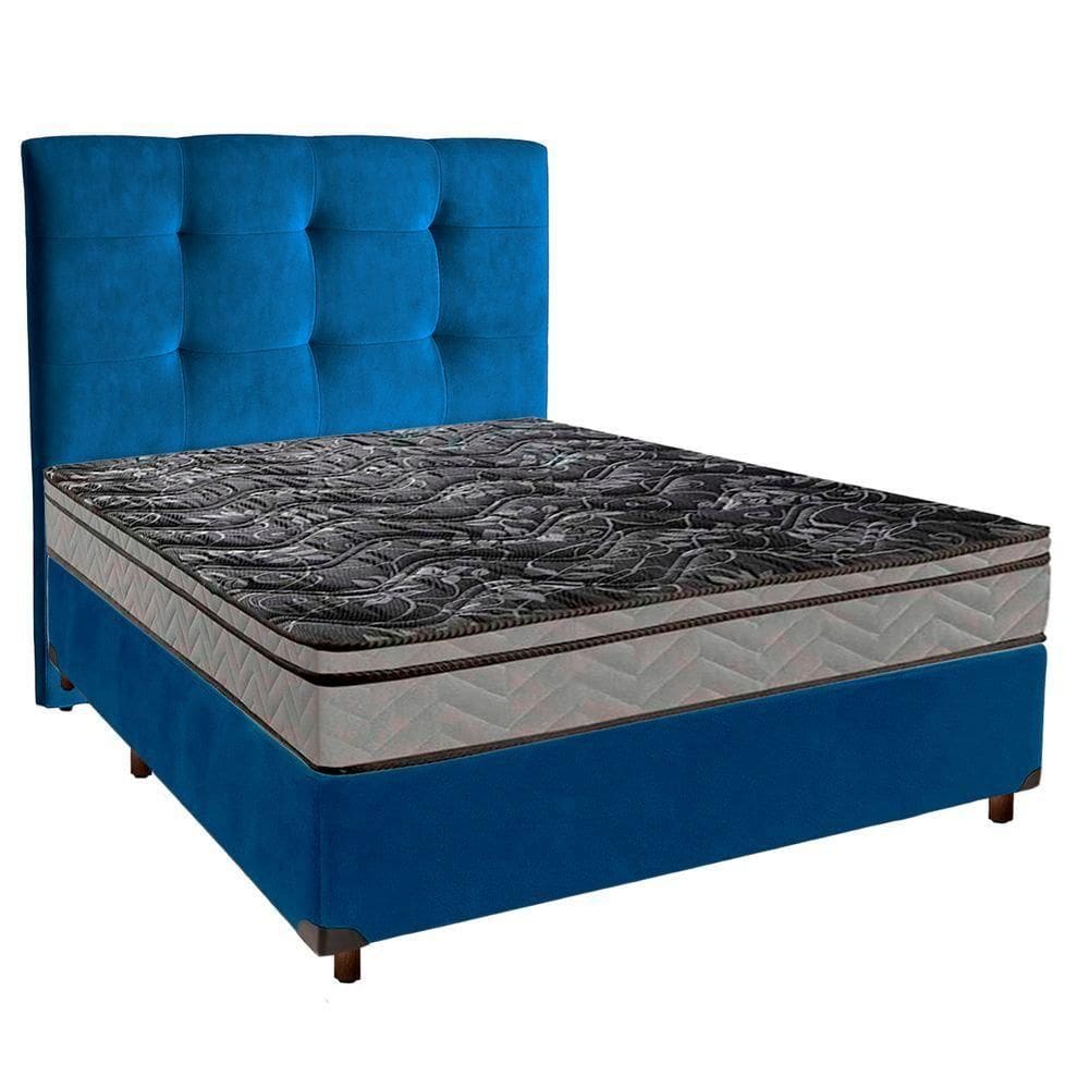 Cama Box + Colchão Casal D28 Conforto Paropas + Cabeceira Estofada