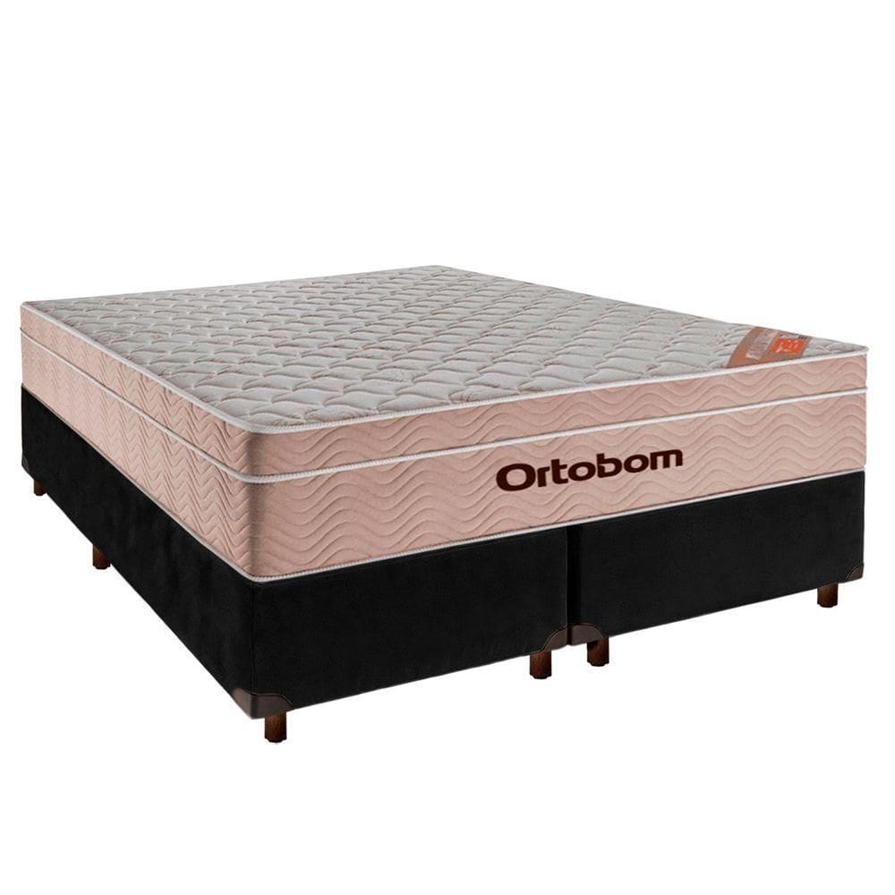Cama Box Preto Queen + Colchão Molas Ensacadas Airtech Ortobom