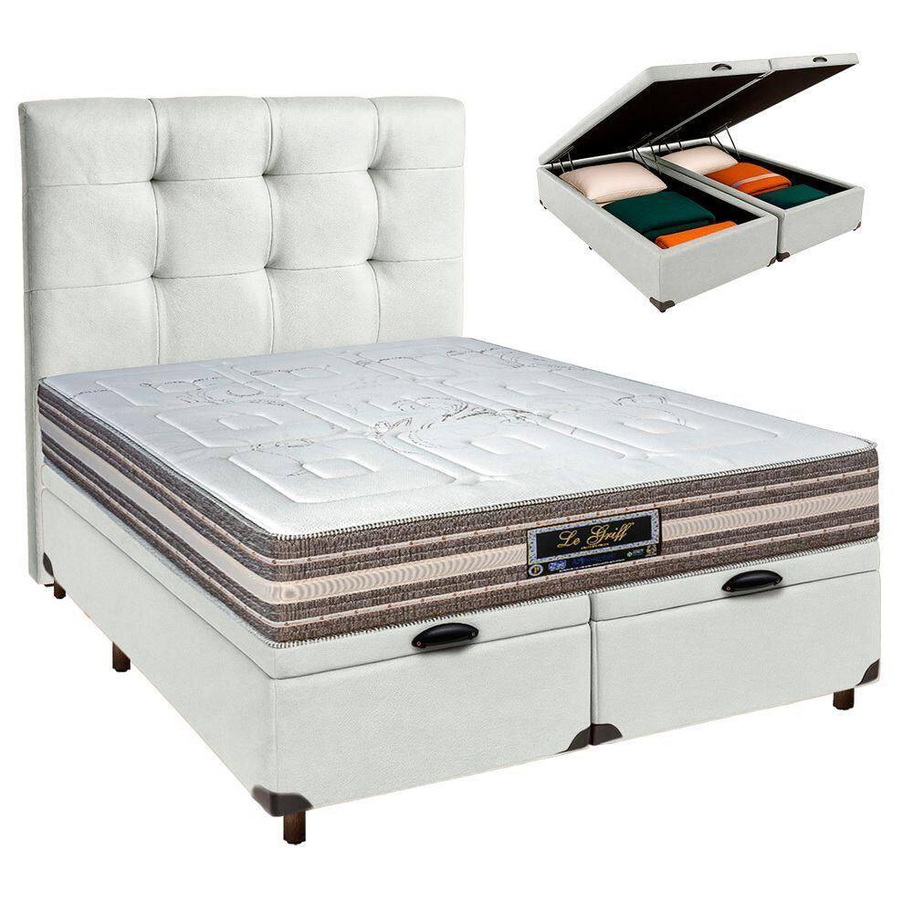Kit Cabeceira + Cama Box Bau + Colchão Casal Molas Ensacadas Legriff Sankonfort