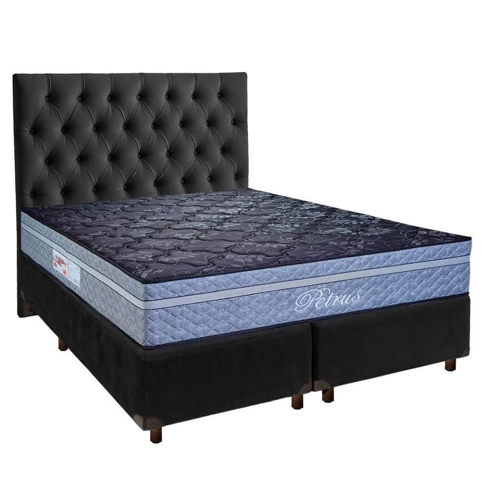 Kit Cama Box + Cabeceira + Colchão Queen Molas Ensacadas - Petrus - Paropas