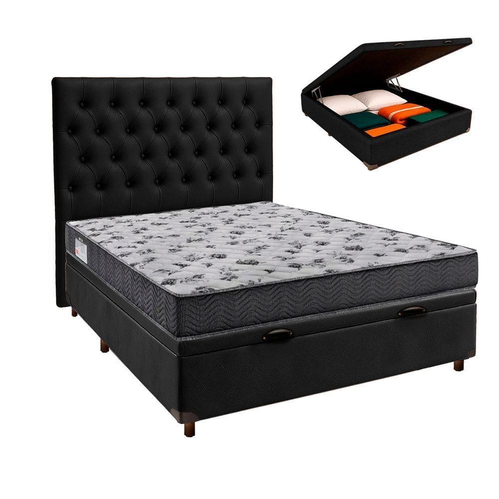 Cama + Bau Blindado E Colchão Ortobom D33 Casal - Iso100 + Cabeceira