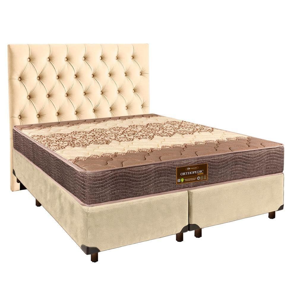 Kit Cabeceira + Cama Box + Colchão Queen D26 Ortophedic Sankonfort
