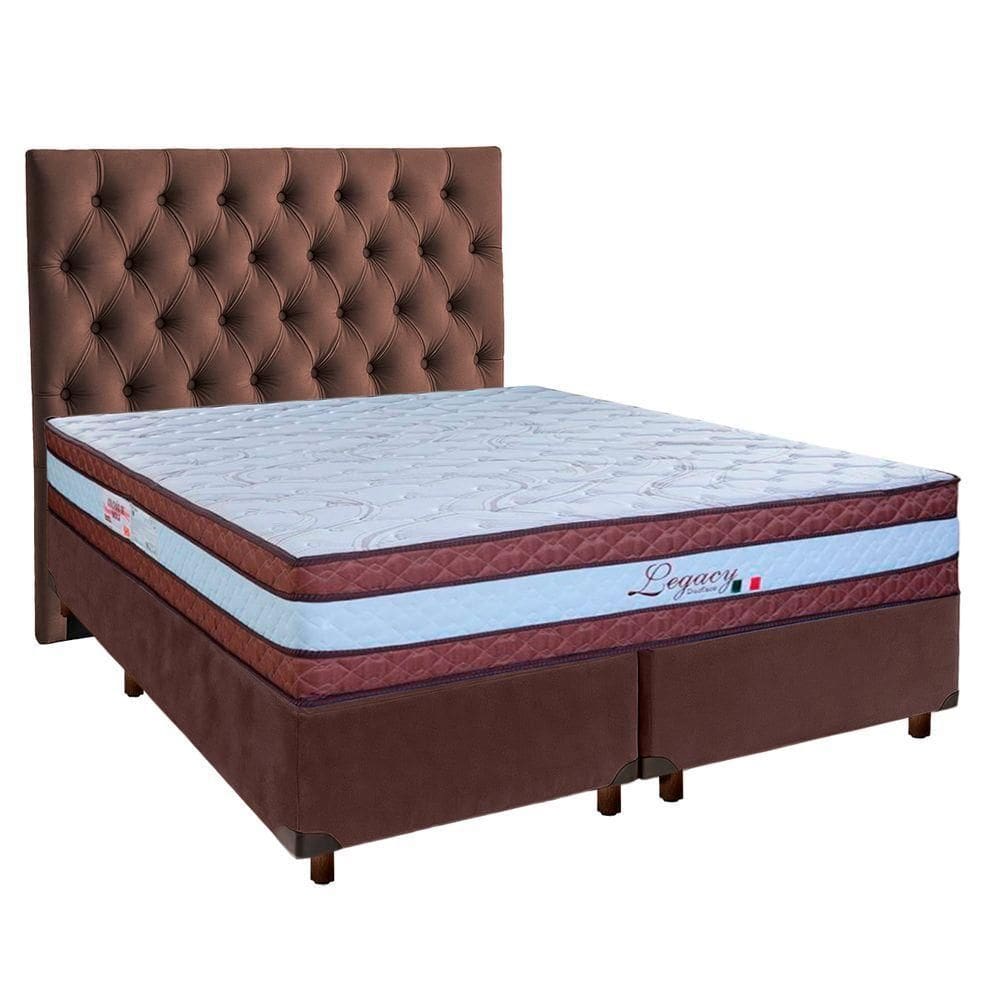 Kit Cabeceira + Cama Box + Colchão Casal Molas Ensacadas Legaccy Paropas