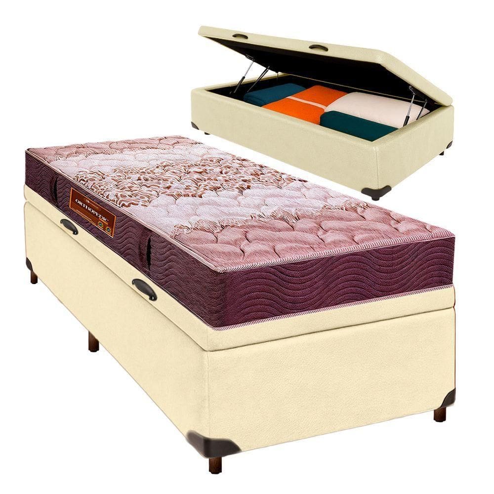 Cama Box + Colchão Solteiro D26 Ortophedic Sankonfort