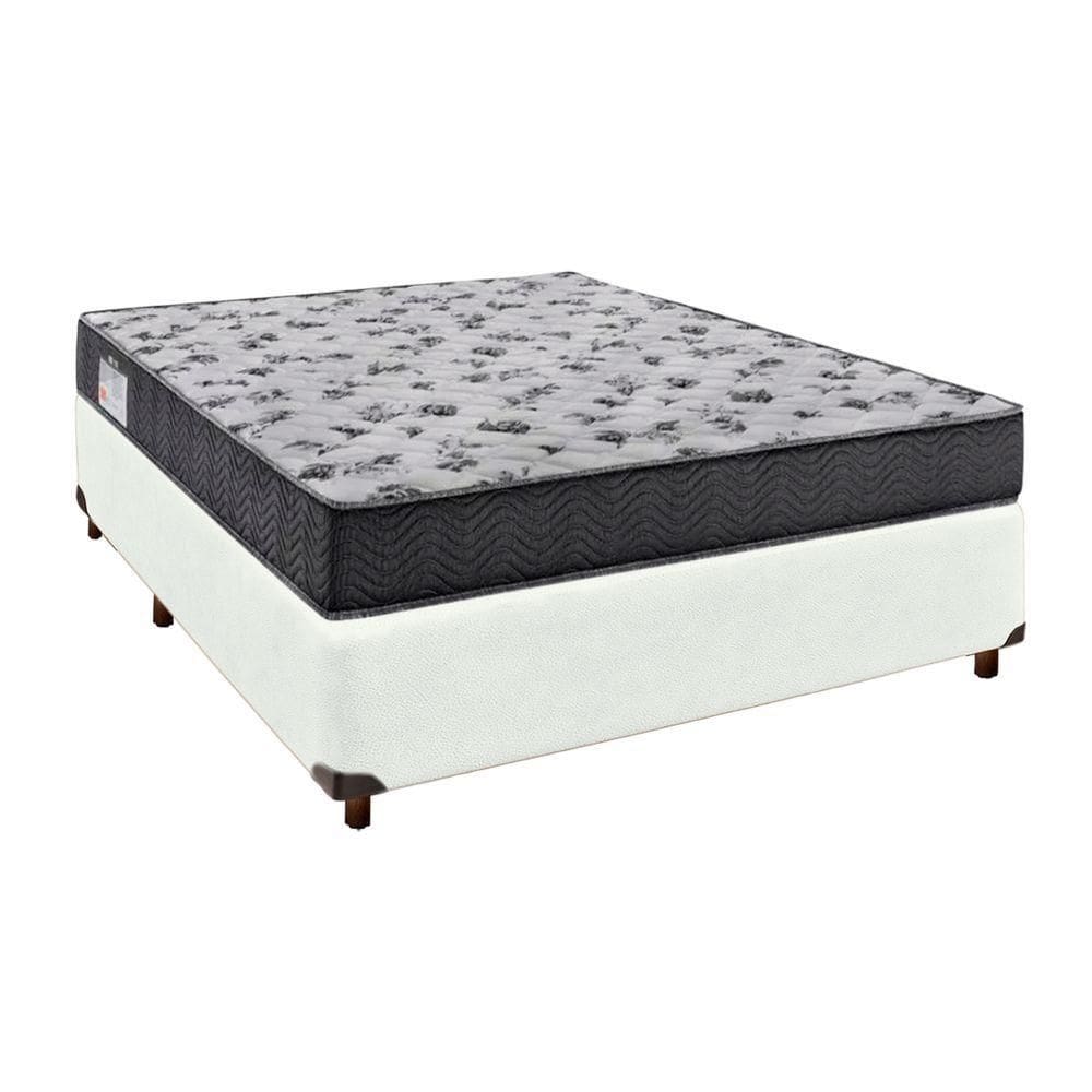 Conjunto Cama Box Branco Casal + Colchão D33 Iso100 Ortobom