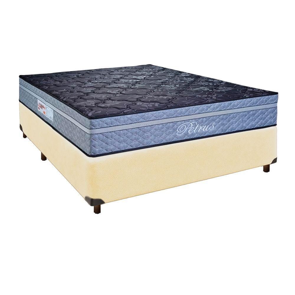 Cama Box Bege Casal + Colchão Molas Ensacadas Petrus Paropas