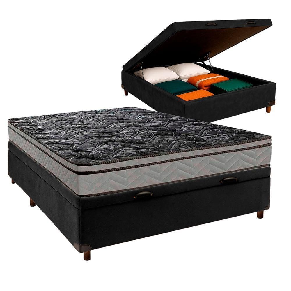 Cama Box Bau Blindado Casal + Colchão D28 Conforto Paropas