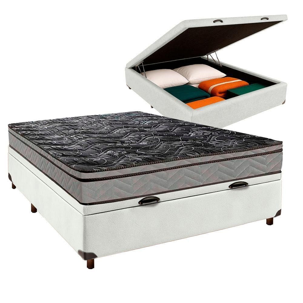 Cama Box Bau + Colchão Casal D28 Conforto Paropas