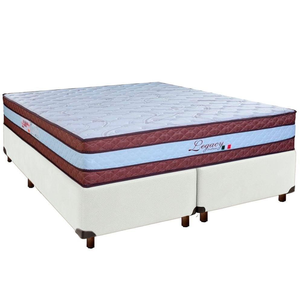 Cama Box Branco Queen + Colchão Molas Ensacadas Legaccy Paropas