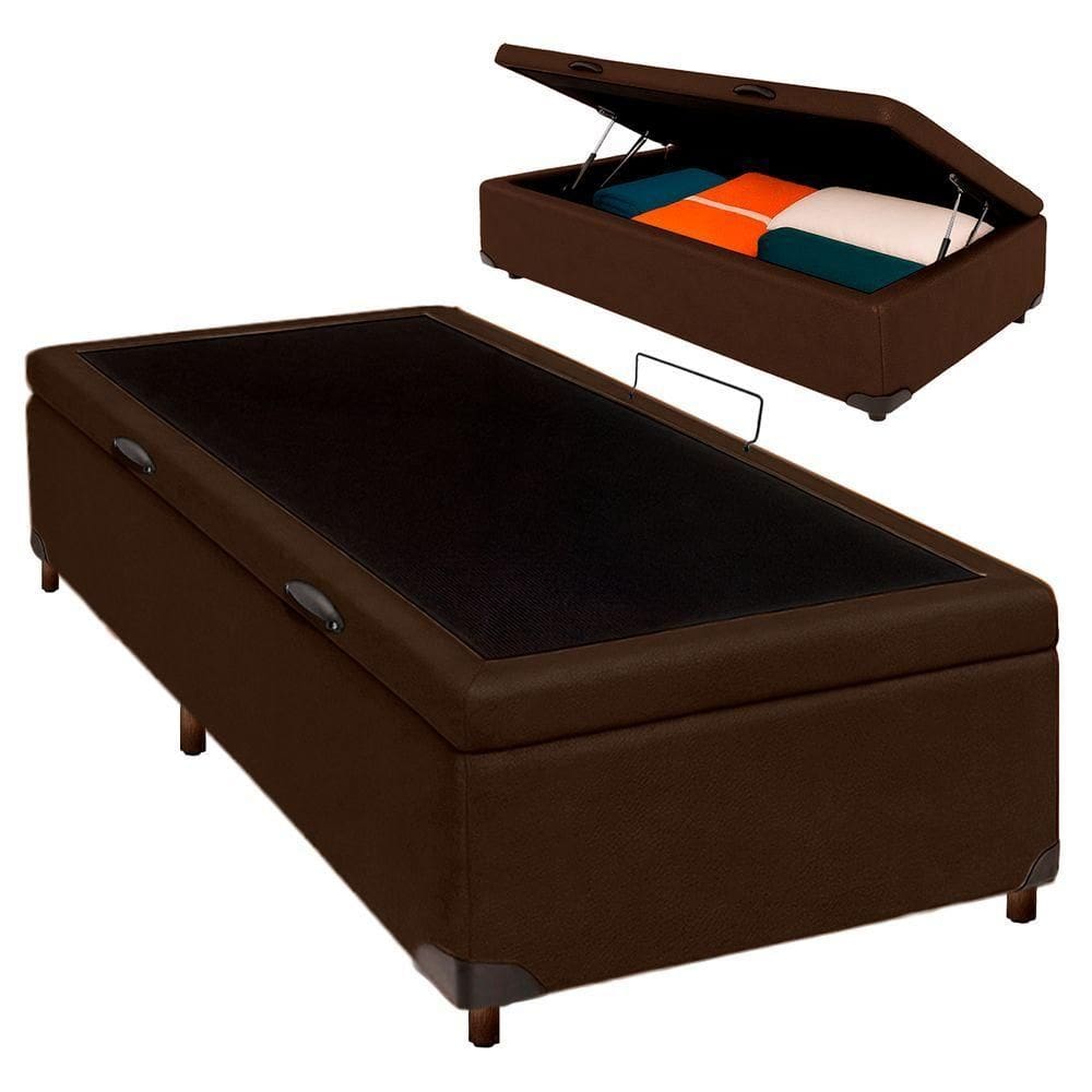 Cama Box Bau Solteirão Blindado Nature Marrom 96x203