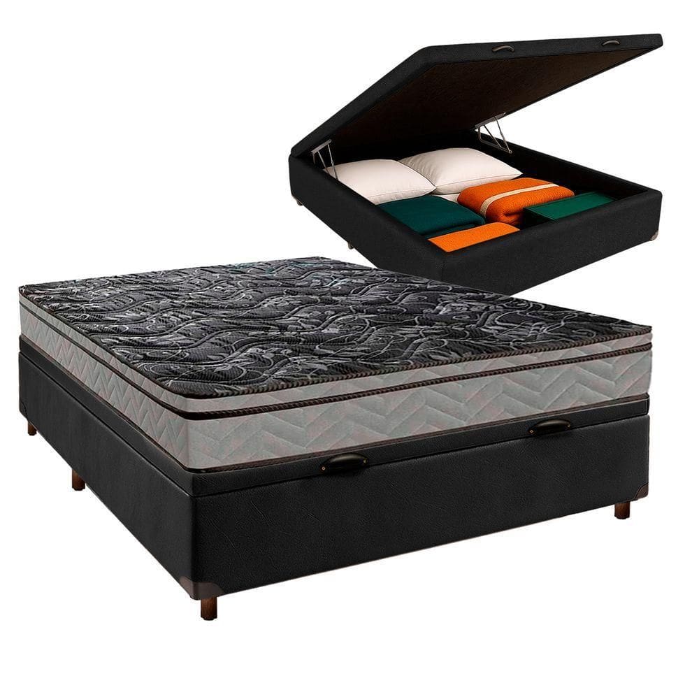 Colchão Casal D28 + Bau Preto - Conforto Paropas