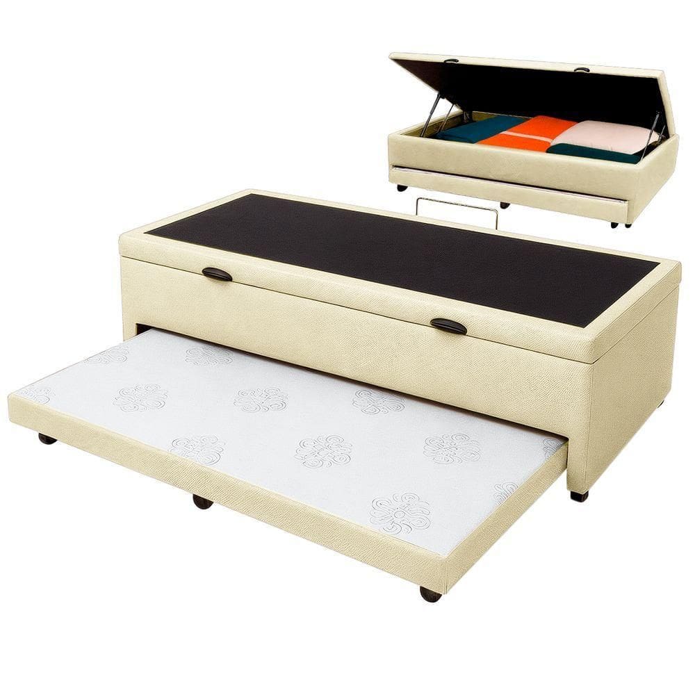 Bicama Com Baú Solteiro Viena Nature Bege 88x188