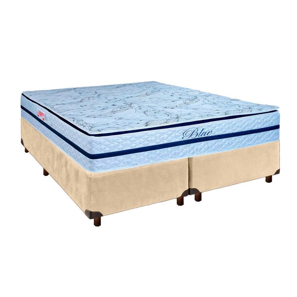 Cama Box + Colchão Queen Molas Ensacadas Blue Paropas
