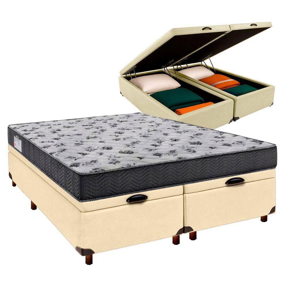 Cama Box Bau Blindado Casal + Colchão D33 Iso100 Ortobom