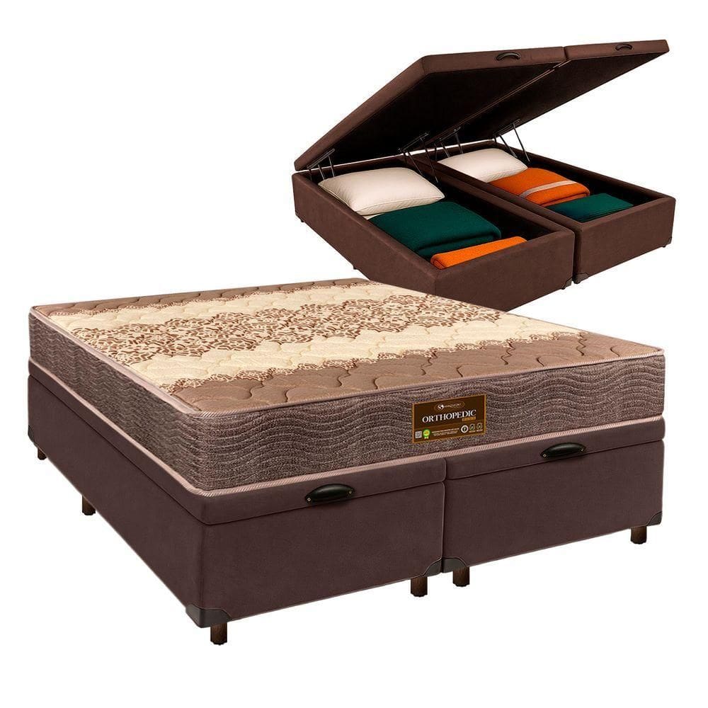 Cama Box Bau Blindado Queen + Colchão D26 Ortophedic Sankonfort