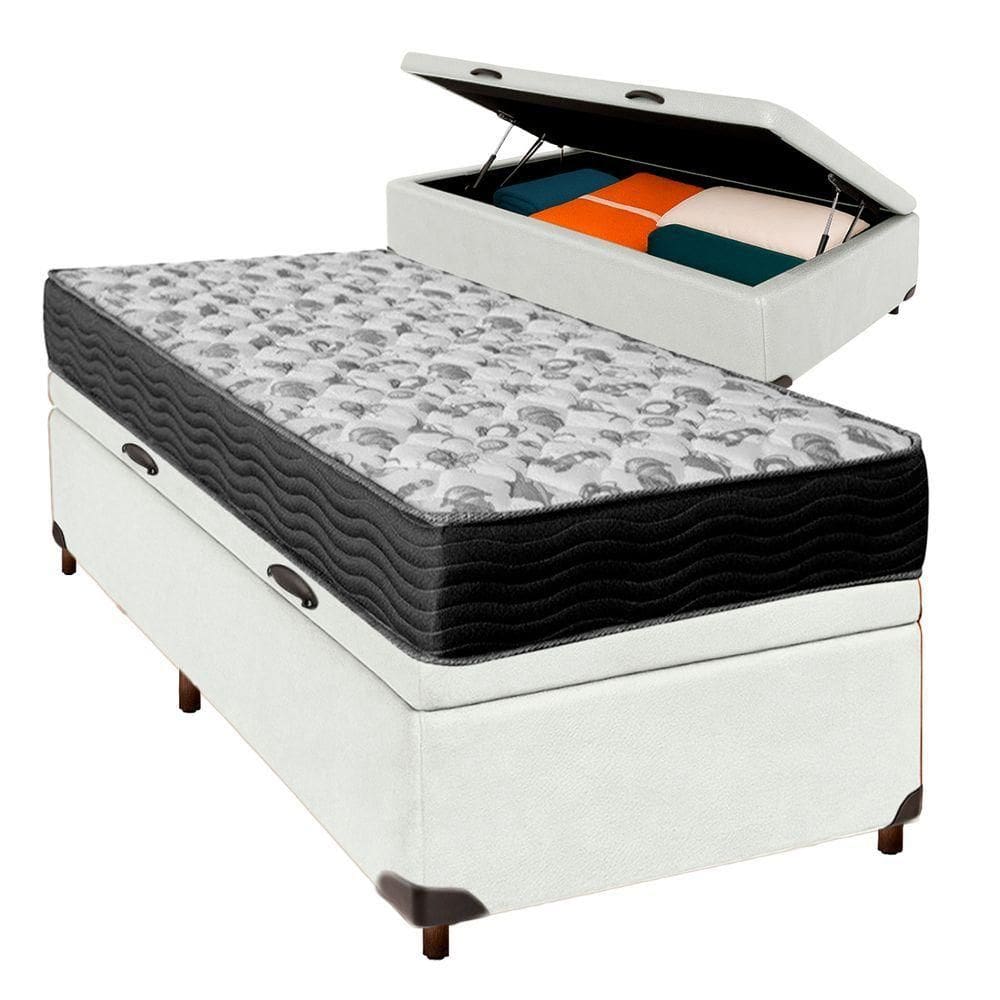 Cama Box Bau + Colchão Solteiro D33 Iso100 Ortobom