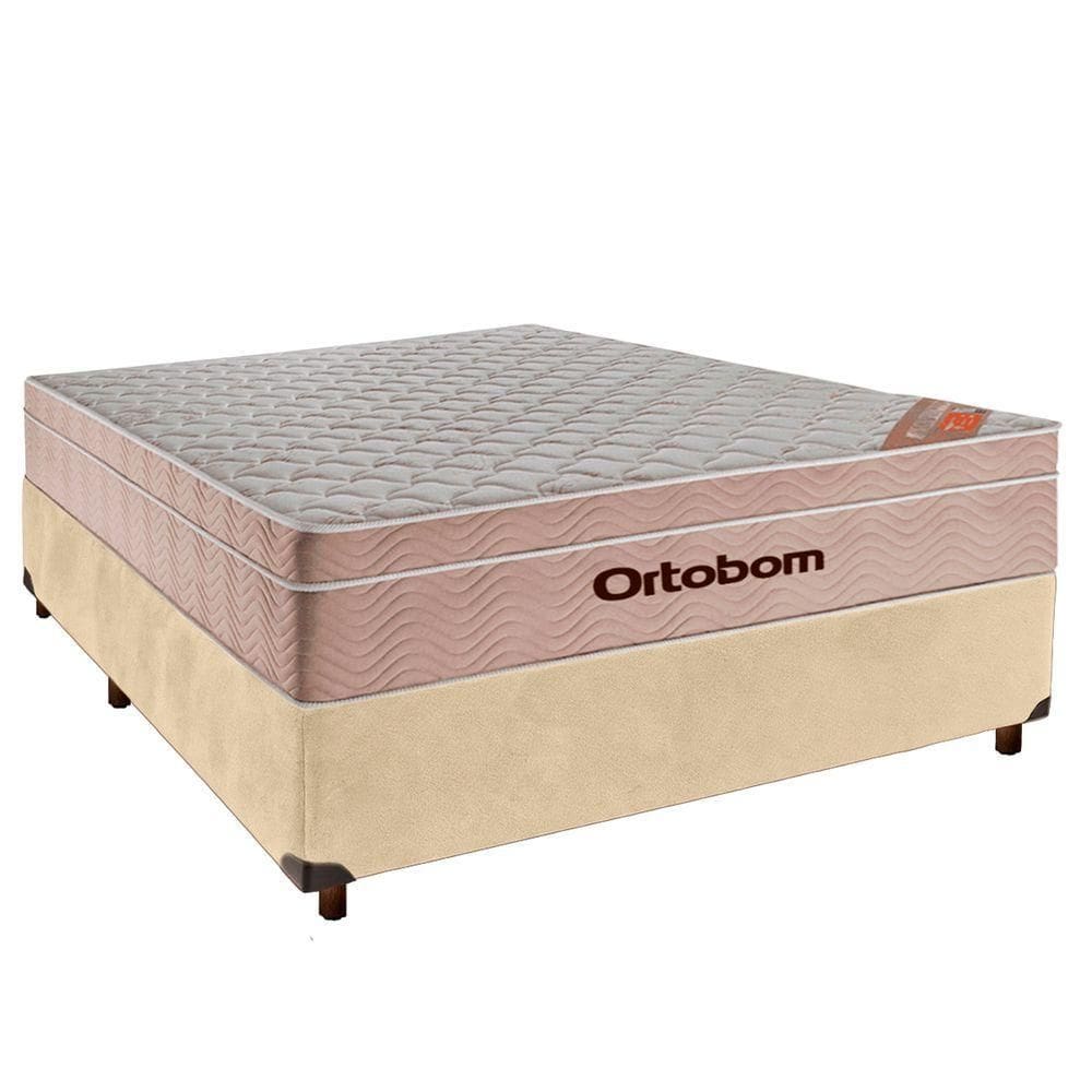 Cama Box Perola Casal + Colchão Molas Ensacadas Airtech Ortobom