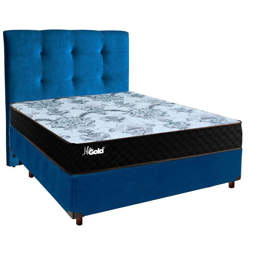 Kit Cabeceira + Cama Box + Colchão Casal Molas Ensacadas Life Gold Paropas