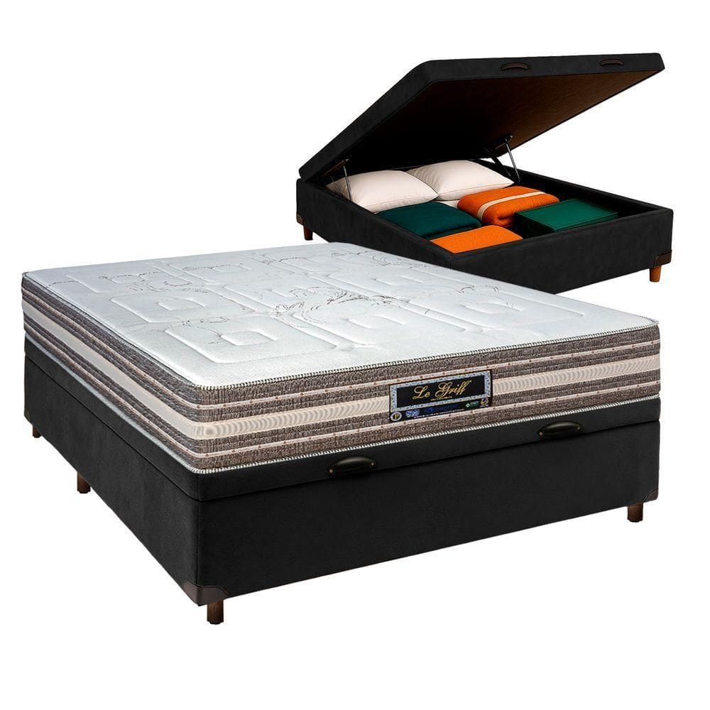 Colchão Casal Molas Ensacadas + Bau Preto - Legriff Sankonfort
