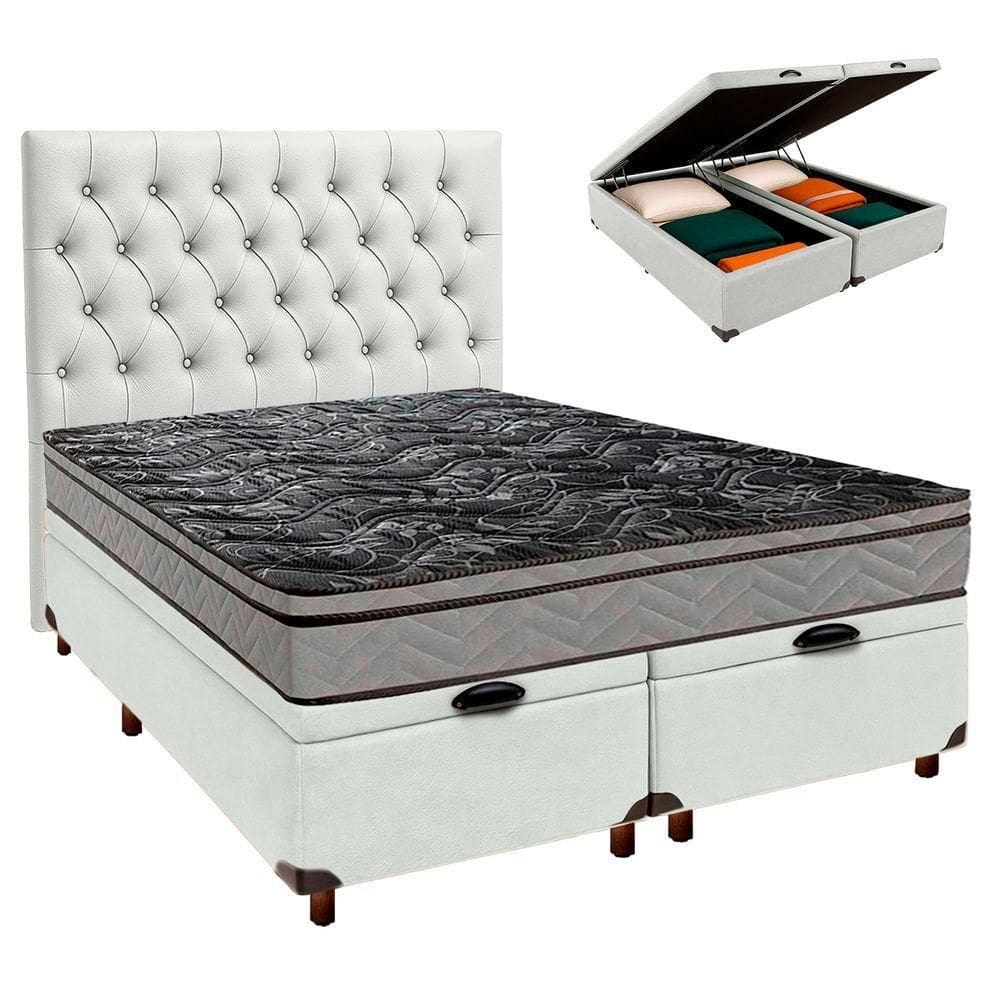 Kit Cama Box Bau + Cabeceira + Colchão Casal D28 - Conforto - Paropas