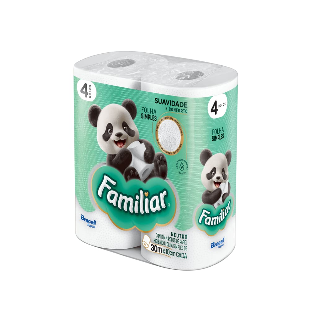 Papel Higiênico Familiar Folha Simples 30m 4 Rolos