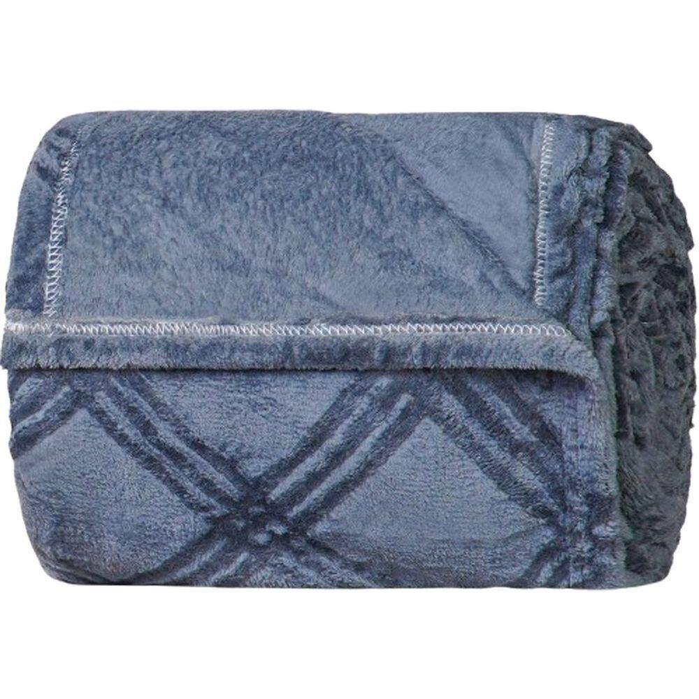 Manta Casal Brushed New Microfibra Flannel 100% Poliéster 180x230 Azul Cobalt