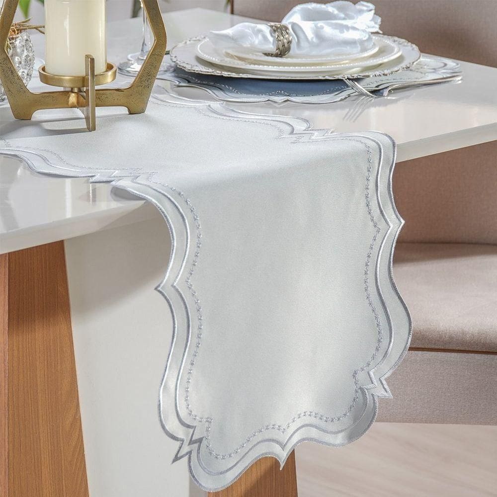 Trilho De Mesa Bordare Bordado 40x150cm Oyster