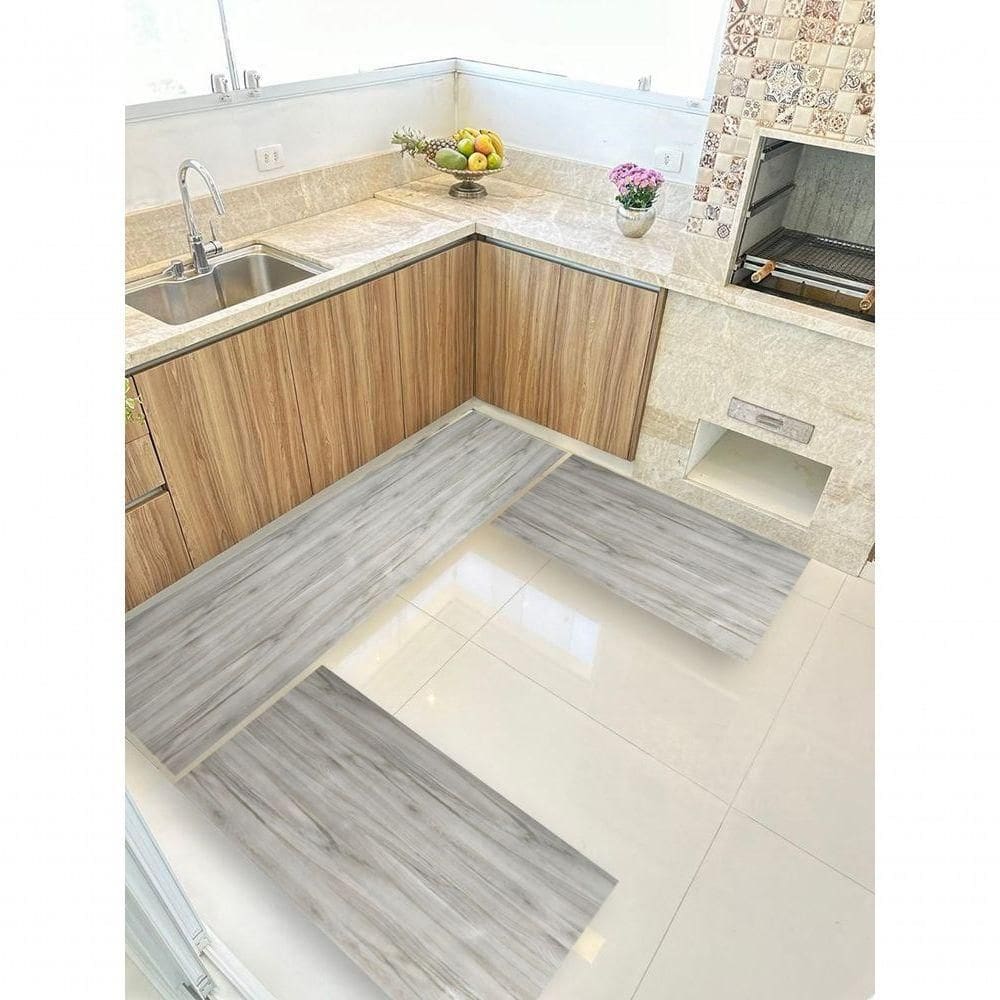 Kit 3 Peças Jogo Cozinha Passadeira Manta Vinilico Laminado Roma Nature