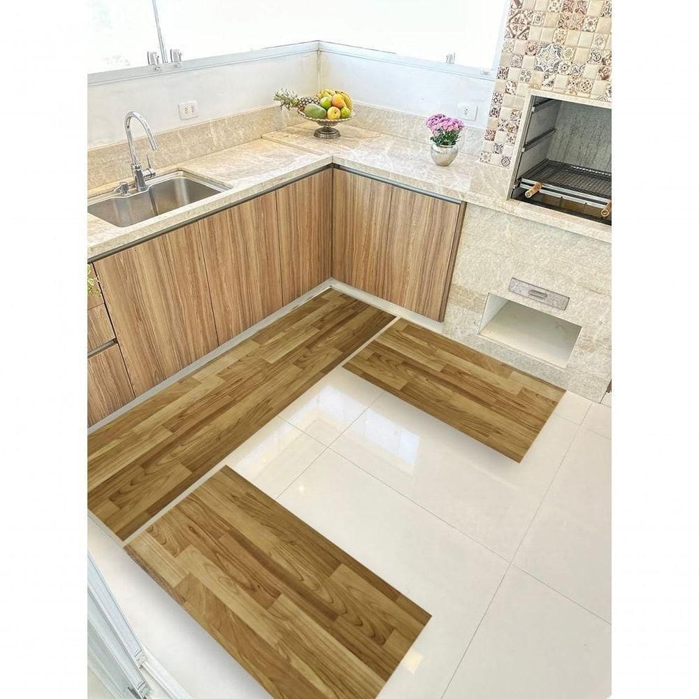 Kit 3 Peças Jogo Cozinha Passadeira Manta Vinilico Laminado London