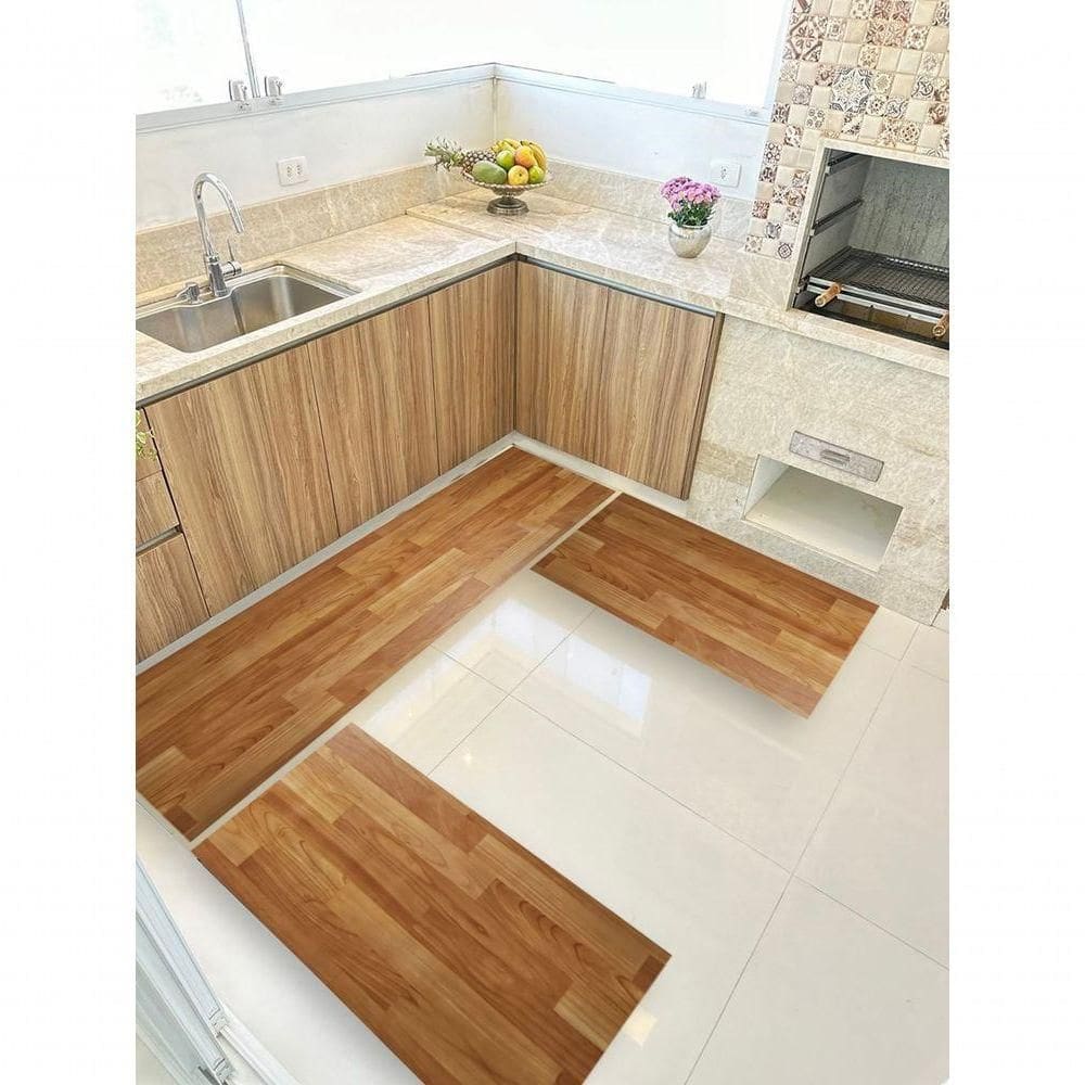 Kit 3 Peças Jogo Cozinha Passadeira Manta Vinilico Laminado Mapple