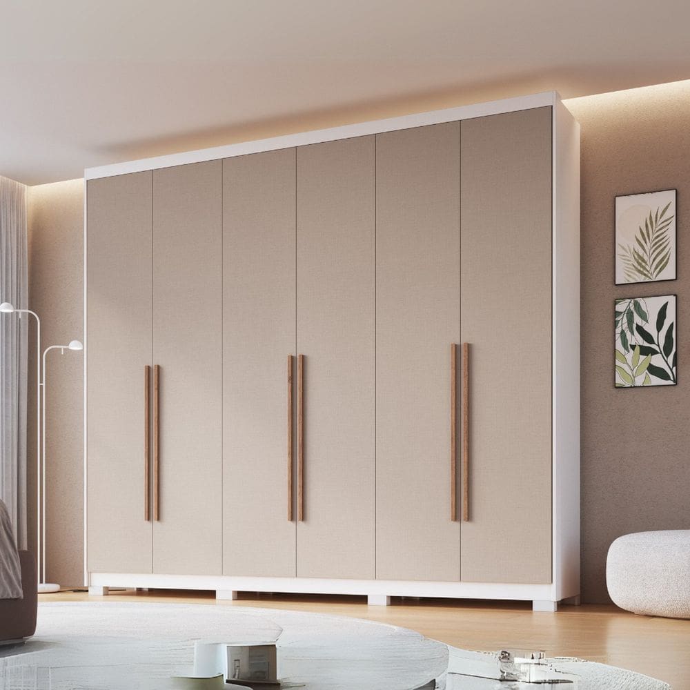 Guarda-roupa 6 Portas 6 Gavetas Brescia Branco Line/Duna