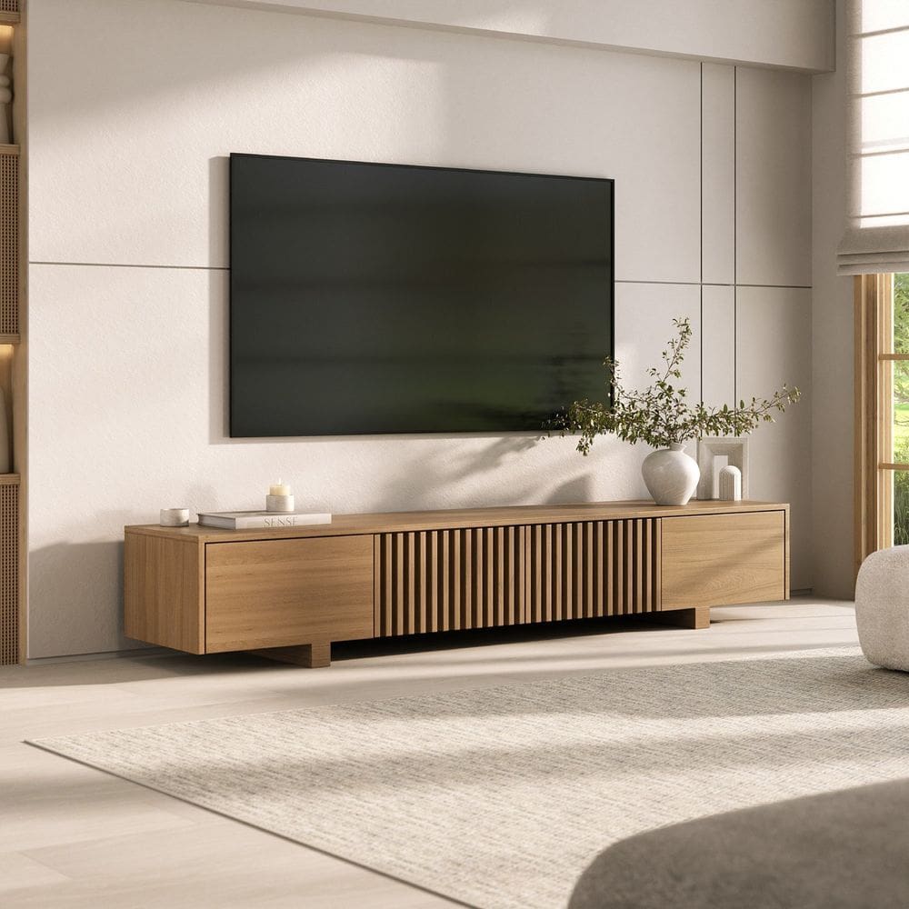 Rack para Tv até 75 Polegadas Portas Ripadas 180cm Aruá Cabecasa Madeiramadeira Jatoba