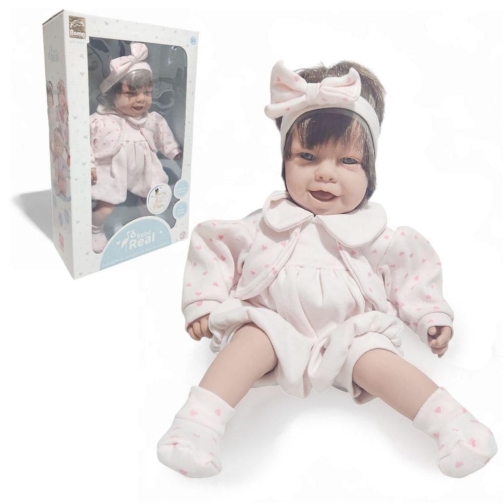Boneca Bebê Real Recém Nascida Baby Reborn Cabelo 42cm 5085