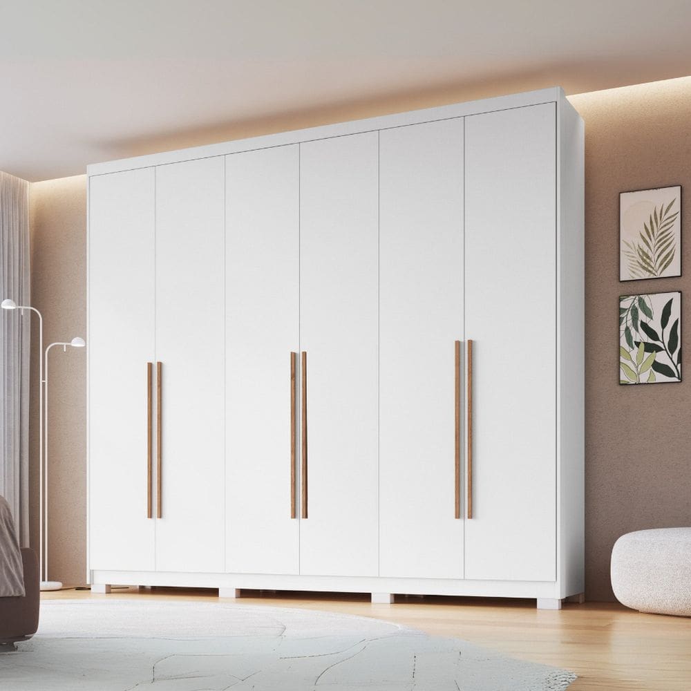 Guarda-roupa 6 Portas 6 Gavetas Brescia Branco Line