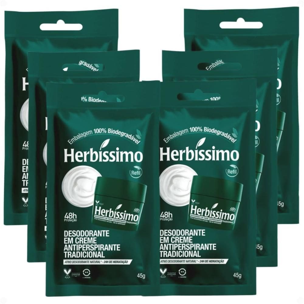 Kit Herbíssimo Refil Tradicional: 6 Desodorantes Cremes Antiperspirantes 45g