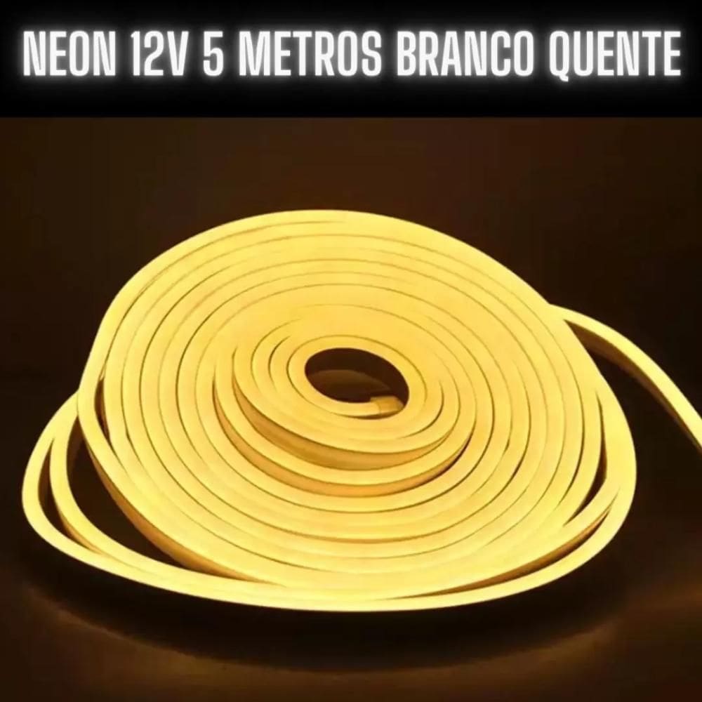 Fita Mangueira Neon 5 Mts Iluminação Flexível Corte 2.5 Cm - Branco Quente